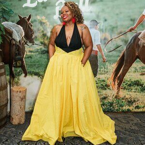 Sarah Contrast Gown - Yellow/combo